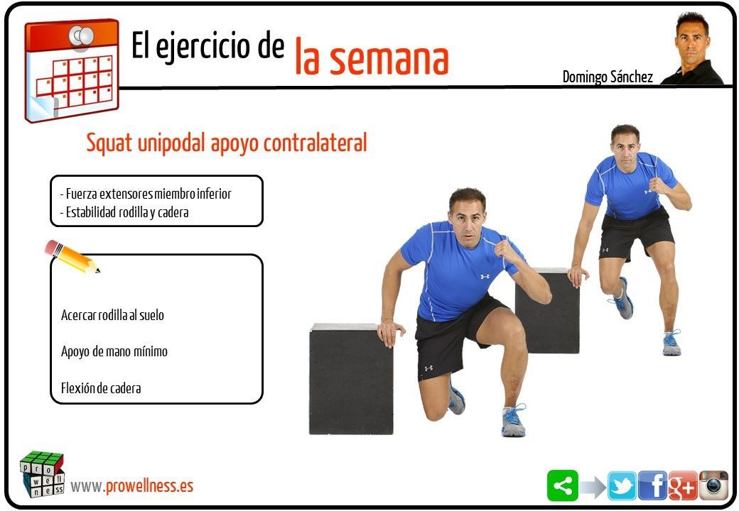 Esta semana; squat unipodal apoyo contralateral